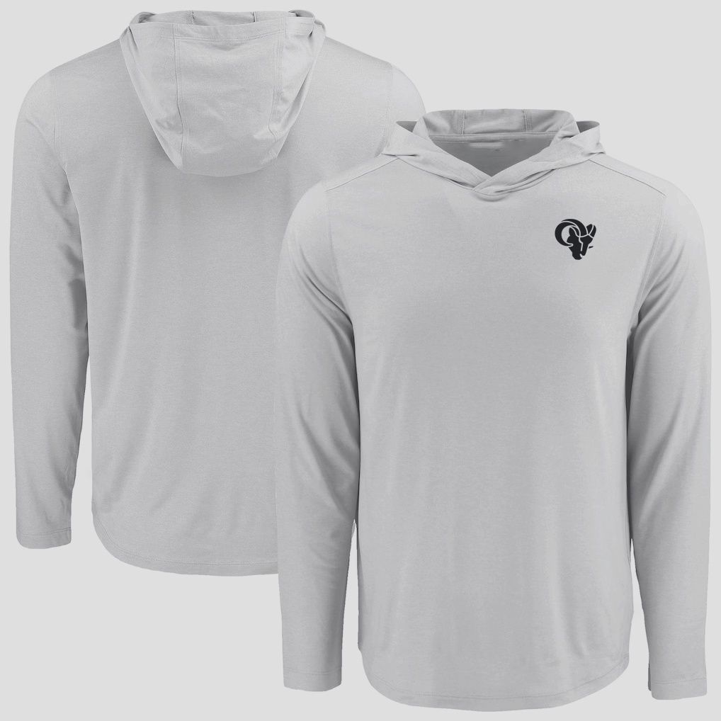 Men 2026 NFL Los Angeles Rams Hooded long sleeved T-shirt grey 06